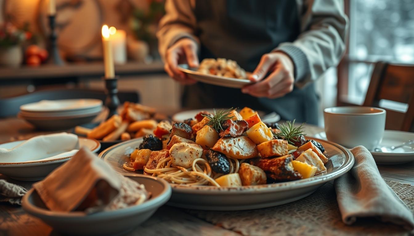 Seasonal meal prepared in a home kitchen