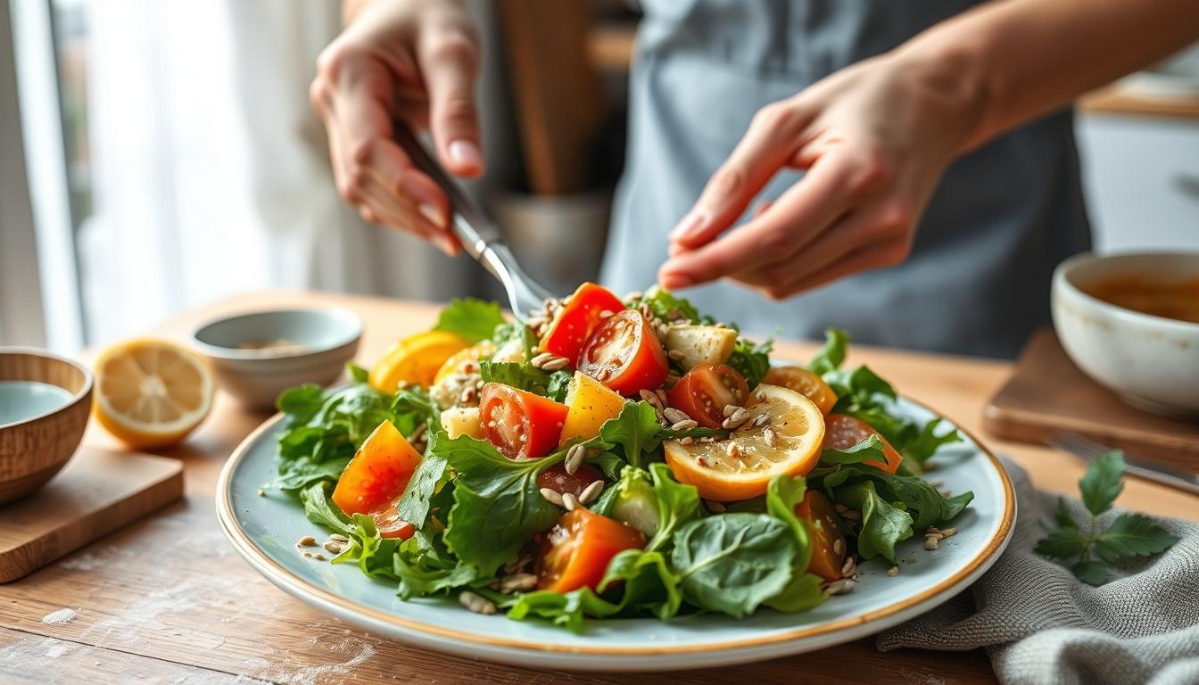 Measured baking ingredients prepared on a counter